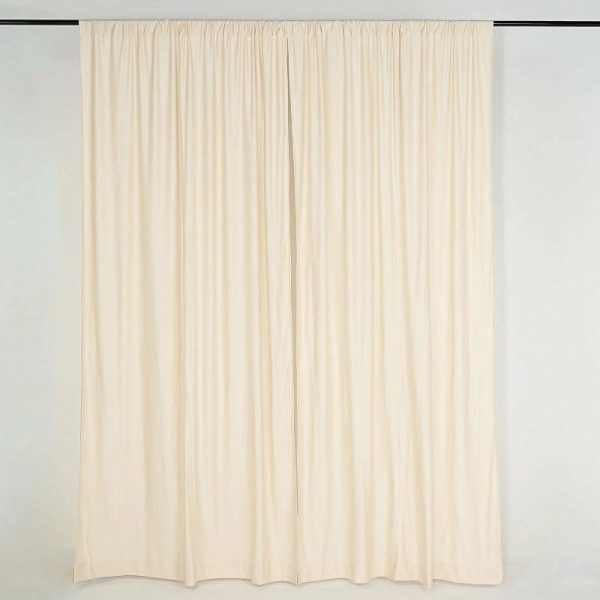 Event Fabrics |   2 Pack Beige Scuba Polyester Event Curtain Drapes, Inherently Flame Resistant Backdrop Event Panels Wrinkle Free with Rod Pockets – 10ftx10ft Event Fabrics Beige