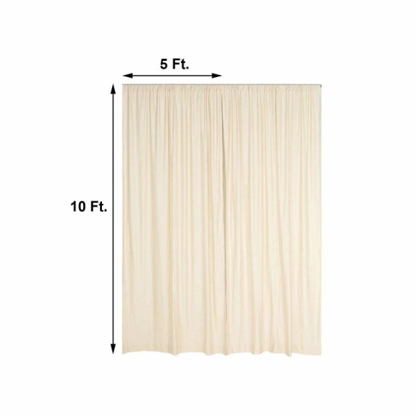 Event Fabrics |   2 Pack Beige Scuba Polyester Event Curtain Drapes, Inherently Flame Resistant Backdrop Event Panels Wrinkle Free with Rod Pockets – 10ftx10ft Event Fabrics Beige