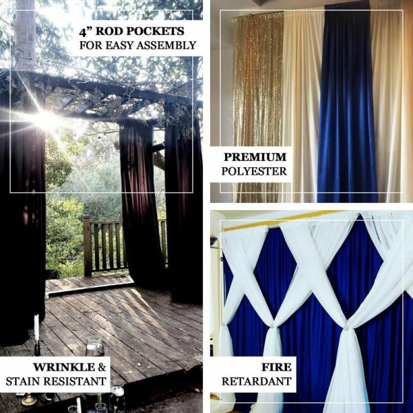 Event Fabrics |   2 Pack Beige Scuba Polyester Event Curtain Drapes, Inherently Flame Resistant Backdrop Event Panels Wrinkle Free with Rod Pockets – 10ftx10ft Event Fabrics Beige