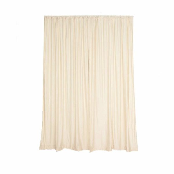 Event Fabrics |   2 Pack Beige Scuba Polyester Event Curtain Drapes, Inherently Flame Resistant Backdrop Event Panels Wrinkle Free with Rod Pockets – 10ftx10ft Event Fabrics Beige