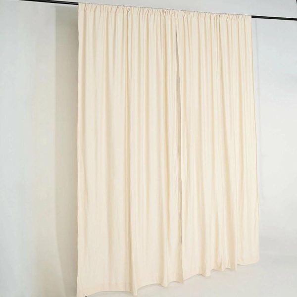 Event Fabrics |   2 Pack Beige Scuba Polyester Event Curtain Drapes, Inherently Flame Resistant Backdrop Event Panels Wrinkle Free with Rod Pockets – 10ftx10ft Event Fabrics Beige