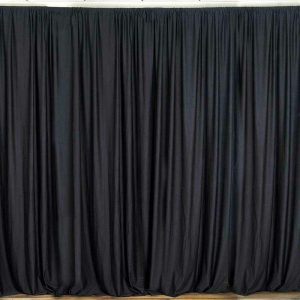 Event Fabrics |   2 Pack Black Scuba Polyester Event Curtain Drapes, Inherently Flame Resistant Backdrop Event Panels Wrinkle Free with Rod Pockets – 10ftx10ft Event Fabrics Black