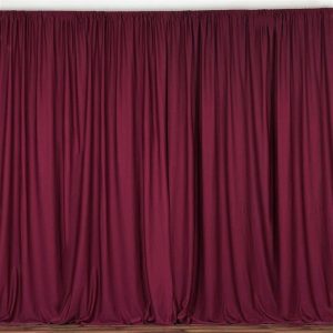 Event Fabrics |   2 Pack Burgundy Scuba Polyester Event Curtain Drapes, Inherently Flame Resistant Backdrop Event Panels Wrinkle Free with Rod Pockets – 10ftx10ft Event Fabrics Burgundy