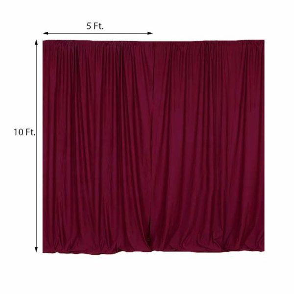 Event Fabrics |   2 Pack Burgundy Scuba Polyester Event Curtain Drapes, Inherently Flame Resistant Backdrop Event Panels Wrinkle Free with Rod Pockets – 10ftx10ft Event Fabrics Burgundy