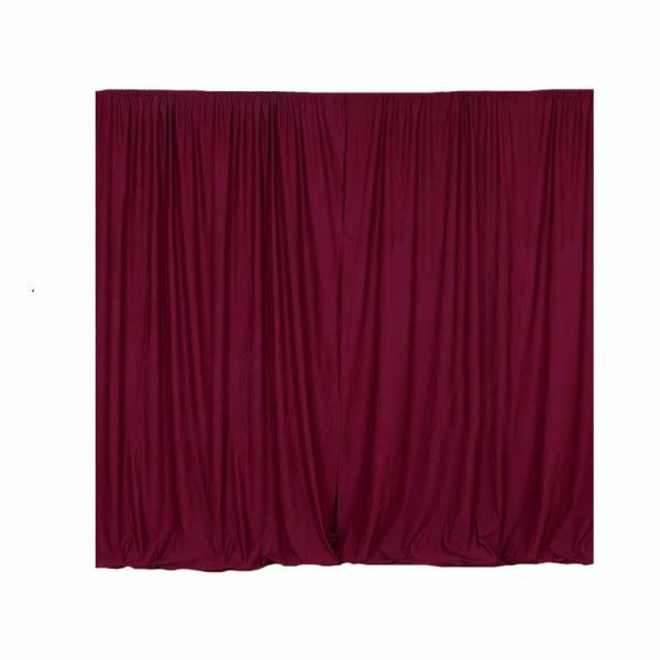 Event Fabrics |   2 Pack Burgundy Scuba Polyester Event Curtain Drapes, Inherently Flame Resistant Backdrop Event Panels Wrinkle Free with Rod Pockets – 10ftx10ft Event Fabrics Burgundy