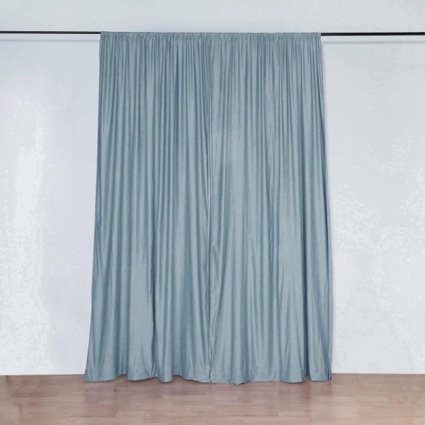 Event Fabrics |   2 Pack Dusty Blue Scuba Polyester Event Curtain Drapes, Inherently Flame Resistant Backdrop Event Panels Wrinkle Free with Rod Pockets – 10ftx10ft Event Fabrics Dusty Blue