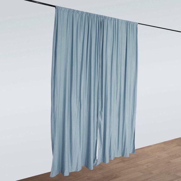 Event Fabrics |   2 Pack Dusty Blue Scuba Polyester Event Curtain Drapes, Inherently Flame Resistant Backdrop Event Panels Wrinkle Free with Rod Pockets – 10ftx10ft Event Fabrics Dusty Blue