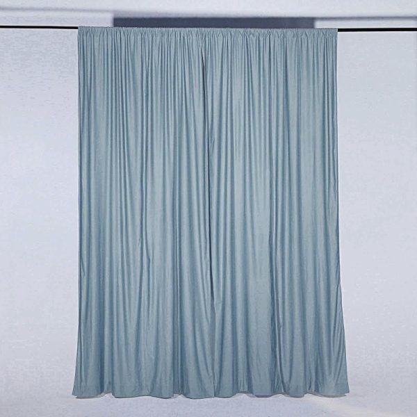 Event Fabrics |   2 Pack Dusty Blue Scuba Polyester Event Curtain Drapes, Inherently Flame Resistant Backdrop Event Panels Wrinkle Free with Rod Pockets – 10ftx10ft Event Fabrics Dusty Blue