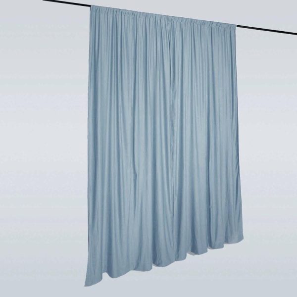 Event Fabrics |   2 Pack Dusty Blue Scuba Polyester Event Curtain Drapes, Inherently Flame Resistant Backdrop Event Panels Wrinkle Free with Rod Pockets – 10ftx10ft Event Fabrics Dusty Blue