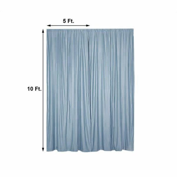 Event Fabrics |   2 Pack Dusty Blue Scuba Polyester Event Curtain Drapes, Inherently Flame Resistant Backdrop Event Panels Wrinkle Free with Rod Pockets – 10ftx10ft Event Fabrics Dusty Blue