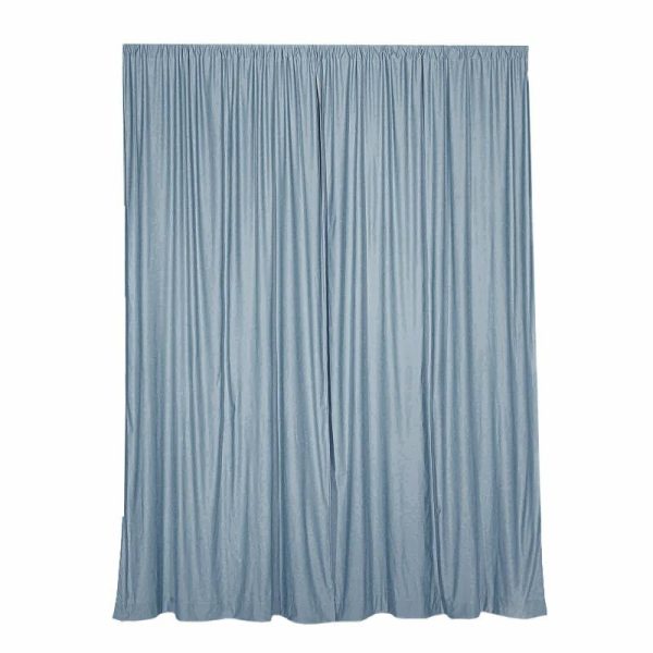 Event Fabrics |   2 Pack Dusty Blue Scuba Polyester Event Curtain Drapes, Inherently Flame Resistant Backdrop Event Panels Wrinkle Free with Rod Pockets – 10ftx10ft Event Fabrics Dusty Blue