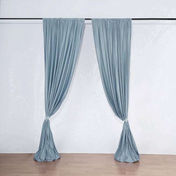 Event Fabrics |   2 Pack Dusty Blue Scuba Polyester Event Curtain Drapes, Inherently Flame Resistant Backdrop Event Panels Wrinkle Free with Rod Pockets – 10ftx10ft Event Fabrics Dusty Blue