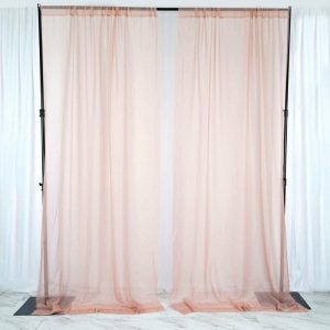 Event Fabrics |   2 Pack Dusty Rose Sheer Chiffon Event Curtain Drapes, Inherently Flame Resistant Premium Organza Backdrop Event Panels With Rod Pockets – 10ftx10ft Event Fabrics Dusty Rose