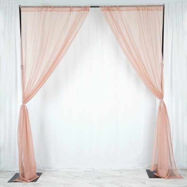 Event Fabrics |   2 Pack Dusty Rose Sheer Chiffon Event Curtain Drapes, Inherently Flame Resistant Premium Organza Backdrop Event Panels With Rod Pockets – 10ftx10ft Event Fabrics Dusty Rose