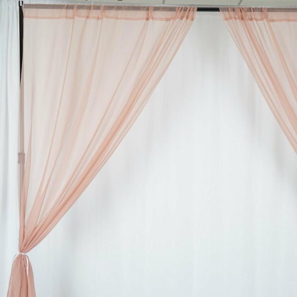 Event Fabrics |   2 Pack Dusty Rose Sheer Chiffon Event Curtain Drapes, Inherently Flame Resistant Premium Organza Backdrop Event Panels With Rod Pockets – 10ftx10ft Event Fabrics Dusty Rose