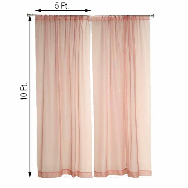 Event Fabrics |   2 Pack Dusty Rose Sheer Chiffon Event Curtain Drapes, Inherently Flame Resistant Premium Organza Backdrop Event Panels With Rod Pockets – 10ftx10ft Event Fabrics Dusty Rose