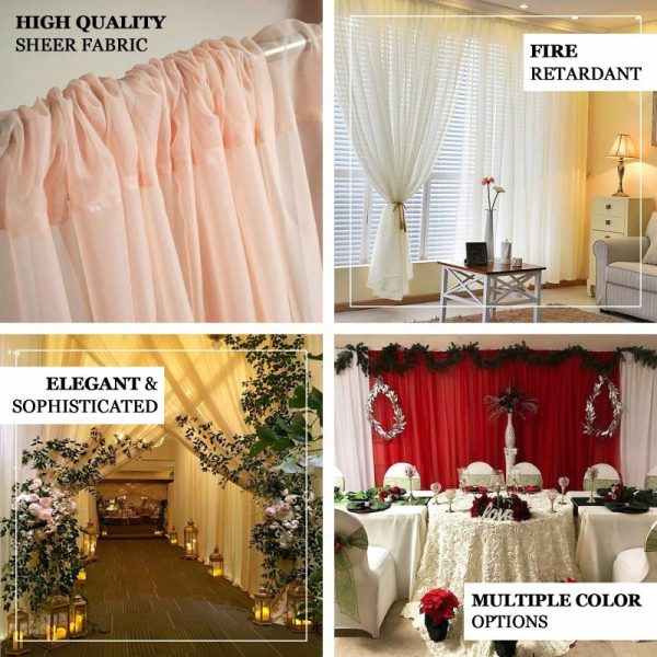 Event Fabrics |   2 Pack Dusty Rose Sheer Chiffon Event Curtain Drapes, Inherently Flame Resistant Premium Organza Backdrop Event Panels With Rod Pockets – 10ftx10ft Event Fabrics Dusty Rose