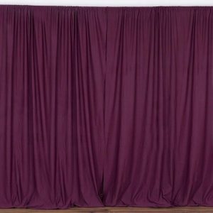 Event Fabrics |   2 Pack Eggplant Scuba Polyester Event Curtain Drapes, Inherently Flame Resistant Backdrop Event Panels Wrinkle Free with Rod Pockets – 10ftx10ft Event Fabrics Eggplant