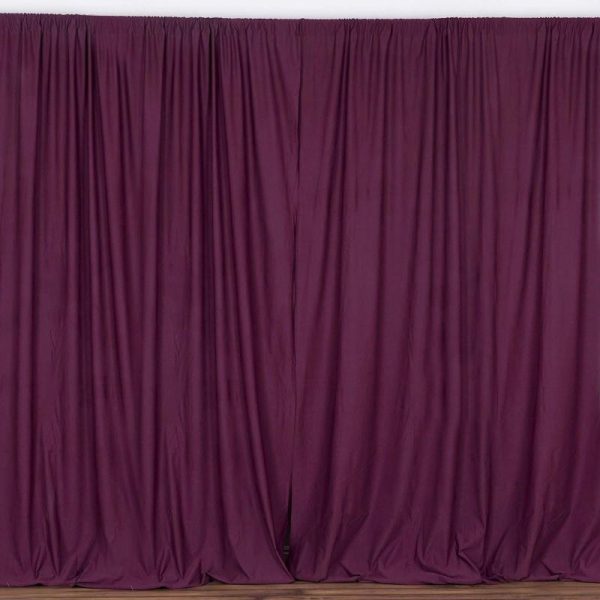 Event Fabrics |   2 Pack Eggplant Scuba Polyester Event Curtain Drapes, Inherently Flame Resistant Backdrop Event Panels Wrinkle Free with Rod Pockets – 10ftx10ft Event Fabrics Eggplant