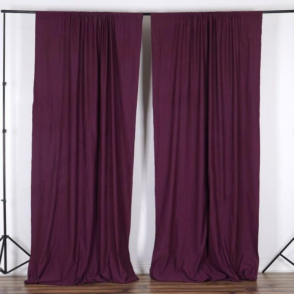 Event Fabrics |   2 Pack Eggplant Scuba Polyester Event Curtain Drapes, Inherently Flame Resistant Backdrop Event Panels Wrinkle Free with Rod Pockets – 10ftx10ft Event Fabrics Eggplant