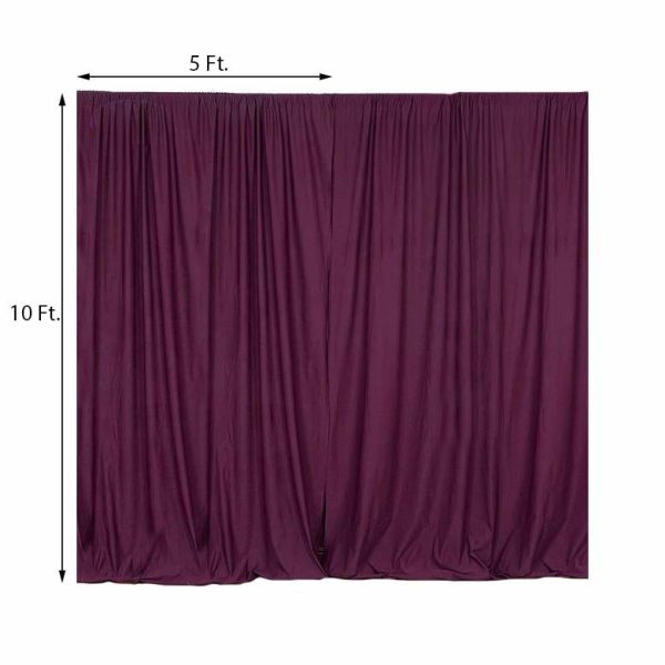 Event Fabrics |   2 Pack Eggplant Scuba Polyester Event Curtain Drapes, Inherently Flame Resistant Backdrop Event Panels Wrinkle Free with Rod Pockets – 10ftx10ft Event Fabrics Eggplant