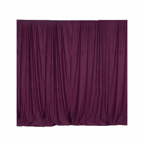 Event Fabrics |   2 Pack Eggplant Scuba Polyester Event Curtain Drapes, Inherently Flame Resistant Backdrop Event Panels Wrinkle Free with Rod Pockets – 10ftx10ft Event Fabrics Eggplant