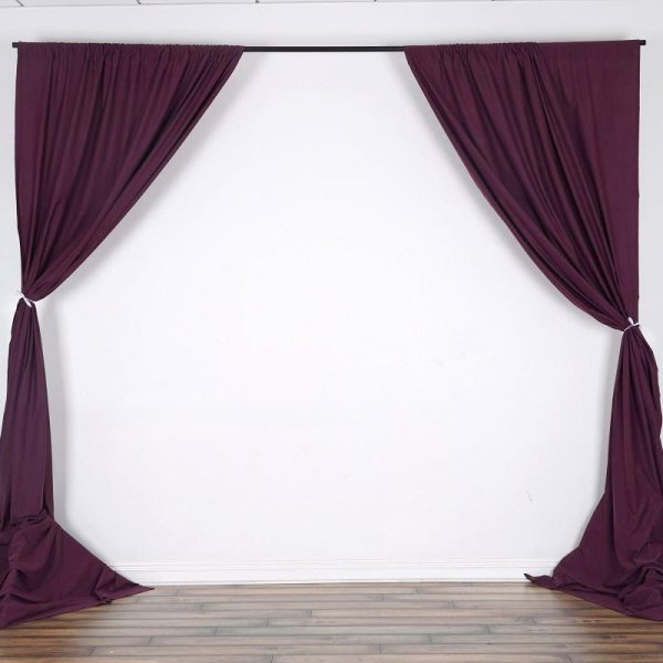 Event Fabrics |   2 Pack Eggplant Scuba Polyester Event Curtain Drapes, Inherently Flame Resistant Backdrop Event Panels Wrinkle Free with Rod Pockets – 10ftx10ft Event Fabrics Eggplant