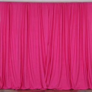 Event Fabrics |   2 Pack Fuchsia Scuba Polyester Event Curtain Drapes, Inherently Flame Resistant Backdrop Event Panels Wrinkle Free with Rod Pockets – 10ftx10ft Event Fabrics Event Fabrics