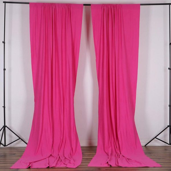 Event Fabrics |   2 Pack Fuchsia Scuba Polyester Event Curtain Drapes, Inherently Flame Resistant Backdrop Event Panels Wrinkle Free with Rod Pockets – 10ftx10ft Event Fabrics Event Fabrics