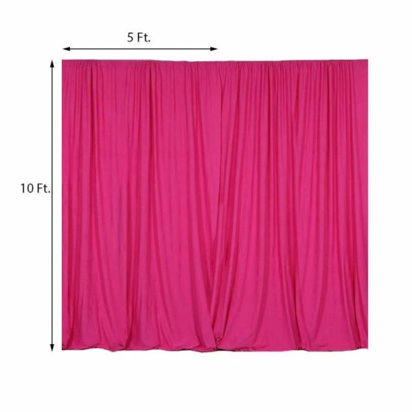 Event Fabrics |   2 Pack Fuchsia Scuba Polyester Event Curtain Drapes, Inherently Flame Resistant Backdrop Event Panels Wrinkle Free with Rod Pockets – 10ftx10ft Event Fabrics Event Fabrics