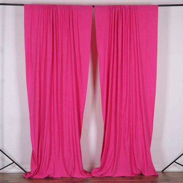 Event Fabrics |   2 Pack Fuchsia Scuba Polyester Event Curtain Drapes, Inherently Flame Resistant Backdrop Event Panels Wrinkle Free with Rod Pockets – 10ftx10ft Event Fabrics Event Fabrics