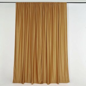 Event Fabrics |   2 Pack Gold Scuba Polyester Event Curtain Drapes, Inherently Flame Resistant Backdrop Event Panels Wrinkle Free with Rod Pockets – 10ftx10ft Event Fabrics Event Fabrics