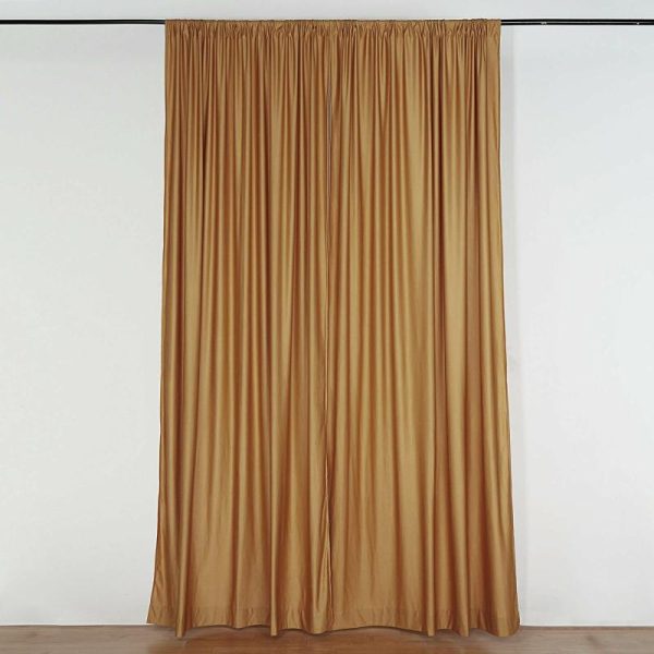 Event Fabrics |   2 Pack Gold Scuba Polyester Event Curtain Drapes, Inherently Flame Resistant Backdrop Event Panels Wrinkle Free with Rod Pockets – 10ftx10ft Event Fabrics Event Fabrics