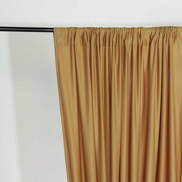 Event Fabrics |   2 Pack Gold Scuba Polyester Event Curtain Drapes, Inherently Flame Resistant Backdrop Event Panels Wrinkle Free with Rod Pockets – 10ftx10ft Event Fabrics Event Fabrics