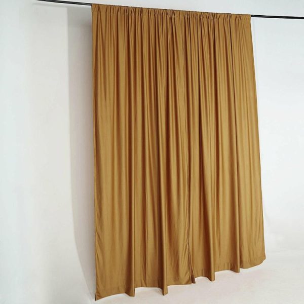 Event Fabrics |   2 Pack Gold Scuba Polyester Event Curtain Drapes, Inherently Flame Resistant Backdrop Event Panels Wrinkle Free with Rod Pockets – 10ftx10ft Event Fabrics Event Fabrics