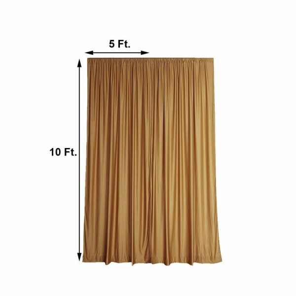 Event Fabrics |   2 Pack Gold Scuba Polyester Event Curtain Drapes, Inherently Flame Resistant Backdrop Event Panels Wrinkle Free with Rod Pockets – 10ftx10ft Event Fabrics Event Fabrics