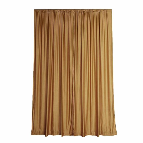 Event Fabrics |   2 Pack Gold Scuba Polyester Event Curtain Drapes, Inherently Flame Resistant Backdrop Event Panels Wrinkle Free with Rod Pockets – 10ftx10ft Event Fabrics Event Fabrics