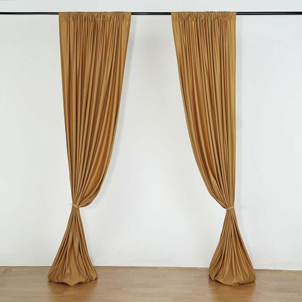 Event Fabrics |   2 Pack Gold Scuba Polyester Event Curtain Drapes, Inherently Flame Resistant Backdrop Event Panels Wrinkle Free with Rod Pockets – 10ftx10ft Event Fabrics Event Fabrics