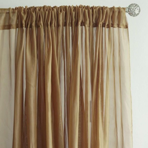 Event Fabrics |   2 Pack Gold Sheer Chiffon Event Curtain Drapes, Inherently Flame Resistant Premium Organza Backdrop Event Panels With Rod Pockets – 10ftx10ft Event Fabrics Event Fabrics