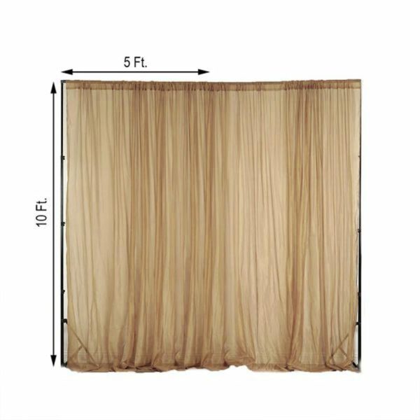 Event Fabrics |   2 Pack Gold Sheer Chiffon Event Curtain Drapes, Inherently Flame Resistant Premium Organza Backdrop Event Panels With Rod Pockets – 10ftx10ft Event Fabrics Event Fabrics