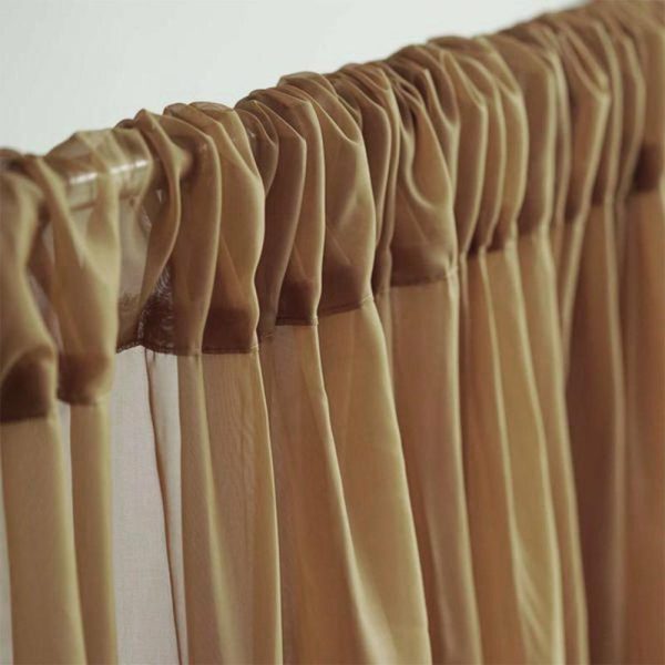 Event Fabrics |   2 Pack Gold Sheer Chiffon Event Curtain Drapes, Inherently Flame Resistant Premium Organza Backdrop Event Panels With Rod Pockets – 10ftx10ft Event Fabrics Event Fabrics