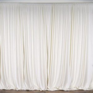 Event Fabrics |   2 Pack Ivory Scuba Polyester Event Curtain Drapes, Inherently Flame Resistant Backdrop Event Panels Wrinkle Free with Rod Pockets – 10ftx10ft Event Fabrics Event Fabrics