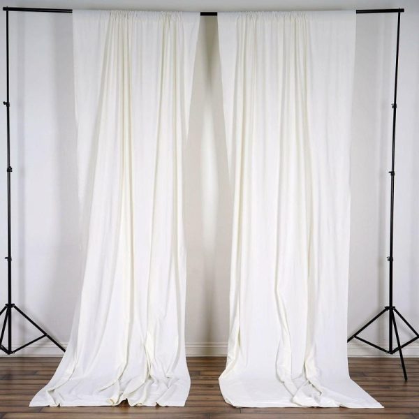 Event Fabrics |   2 Pack Ivory Scuba Polyester Event Curtain Drapes, Inherently Flame Resistant Backdrop Event Panels Wrinkle Free with Rod Pockets – 10ftx10ft Event Fabrics Event Fabrics