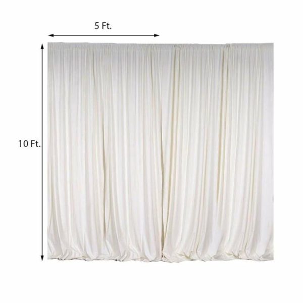 Event Fabrics |   2 Pack Ivory Scuba Polyester Event Curtain Drapes, Inherently Flame Resistant Backdrop Event Panels Wrinkle Free with Rod Pockets – 10ftx10ft Event Fabrics Event Fabrics