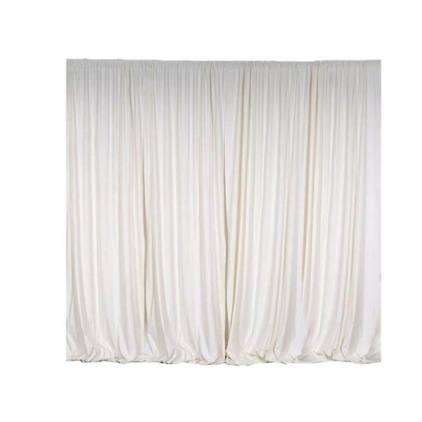 Event Fabrics |   2 Pack Ivory Scuba Polyester Event Curtain Drapes, Inherently Flame Resistant Backdrop Event Panels Wrinkle Free with Rod Pockets – 10ftx10ft Event Fabrics Event Fabrics