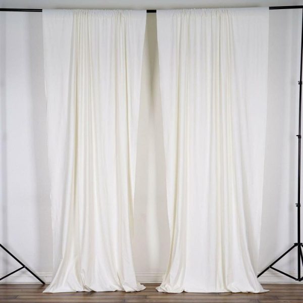 Event Fabrics |   2 Pack Ivory Scuba Polyester Event Curtain Drapes, Inherently Flame Resistant Backdrop Event Panels Wrinkle Free with Rod Pockets – 10ftx10ft Event Fabrics Event Fabrics