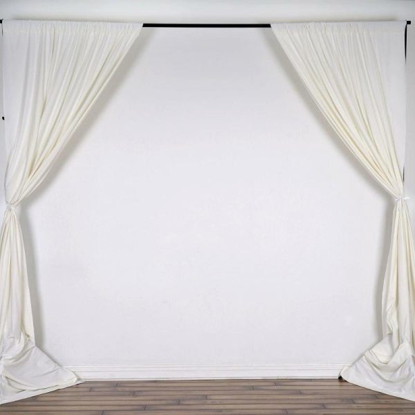 Event Fabrics |   2 Pack Ivory Scuba Polyester Event Curtain Drapes, Inherently Flame Resistant Backdrop Event Panels Wrinkle Free with Rod Pockets – 10ftx10ft Event Fabrics Event Fabrics