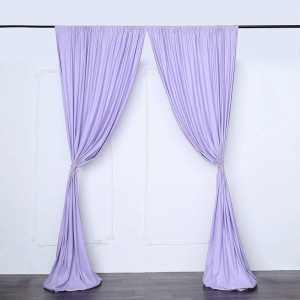 Event Fabrics |   2 Pack Lavender Lilac Scuba Polyester Event Curtain Drapes, Inherently Flame Resistant Backdrop Event Panels Wrinkle Free with Rod Pockets – 10ftx10ft Event Fabrics Event Fabrics