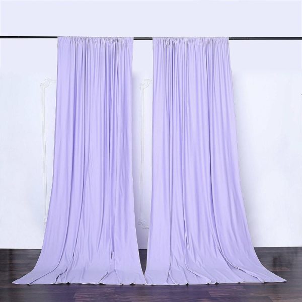 Event Fabrics |   2 Pack Lavender Lilac Scuba Polyester Event Curtain Drapes, Inherently Flame Resistant Backdrop Event Panels Wrinkle Free with Rod Pockets – 10ftx10ft Event Fabrics Event Fabrics