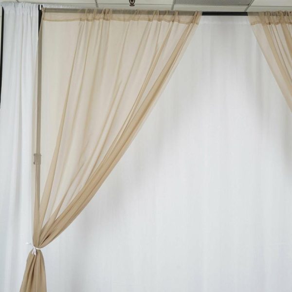 Event Fabrics |   2 Pack Natural Sheer Chiffon Event Curtain Drapes, Inherently Flame Resistant Premium Organza Backdrop Event Panels With Rod Pockets – 10ftx10ft Event Fabrics Event Fabrics